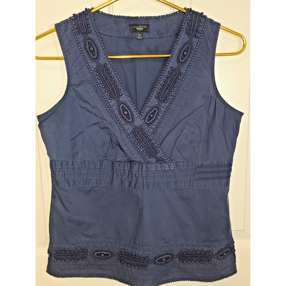 Talbots Navy Blue Side Zip Lined Navy Sleeveless Classic Sz 4P Dressy Preppy